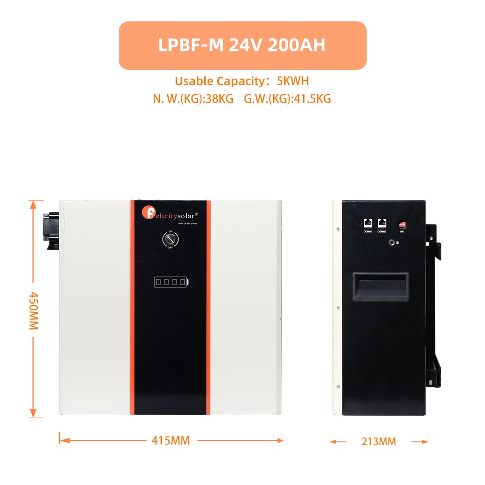 Rechargeable Felicity Solar 5kwh 10KW Long Warranty Power Wall LiFePO4 Lithium Ion Battery 24V 48V 200Ah for Home Use