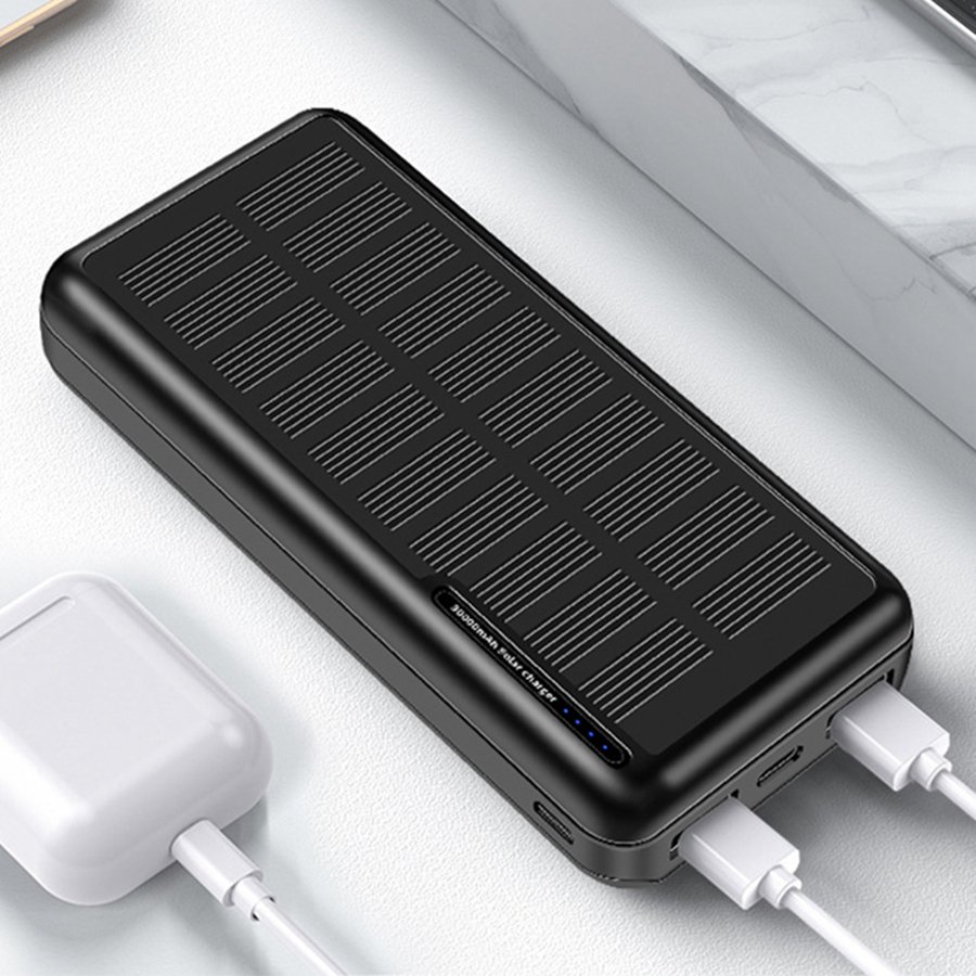 Manufactory Direct 30000mAh Large Capacity Power Banks Solar Cellphone Charger Power Bank Fast Charging