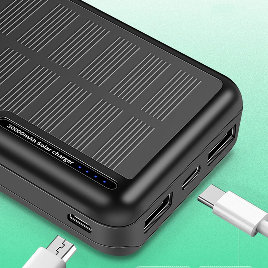 Manufactory Direct 30000mAh Large Capacity Power Banks Solar Cellphone Charger Power Bank Fast Charging