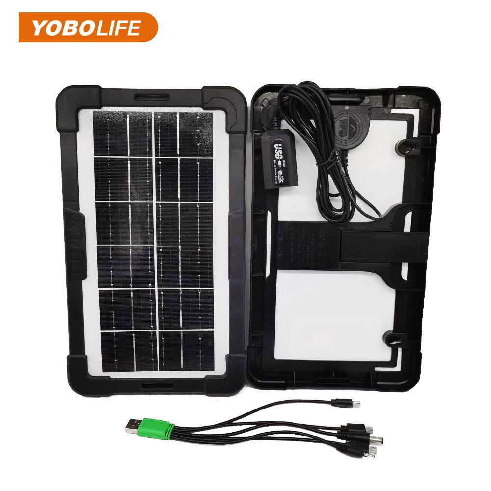 YOBOLIFE Solar Charger Portable Multi Function Plastic Case 6v 6w Mini Solar Panel For Outdoor Charging Mobile Phone