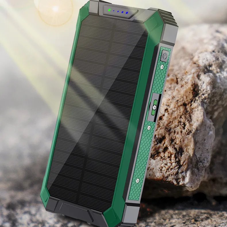 Multi Function 10000mha waterproof solar power bank 18000mha 20000mah solar panel with flash light wireless charger