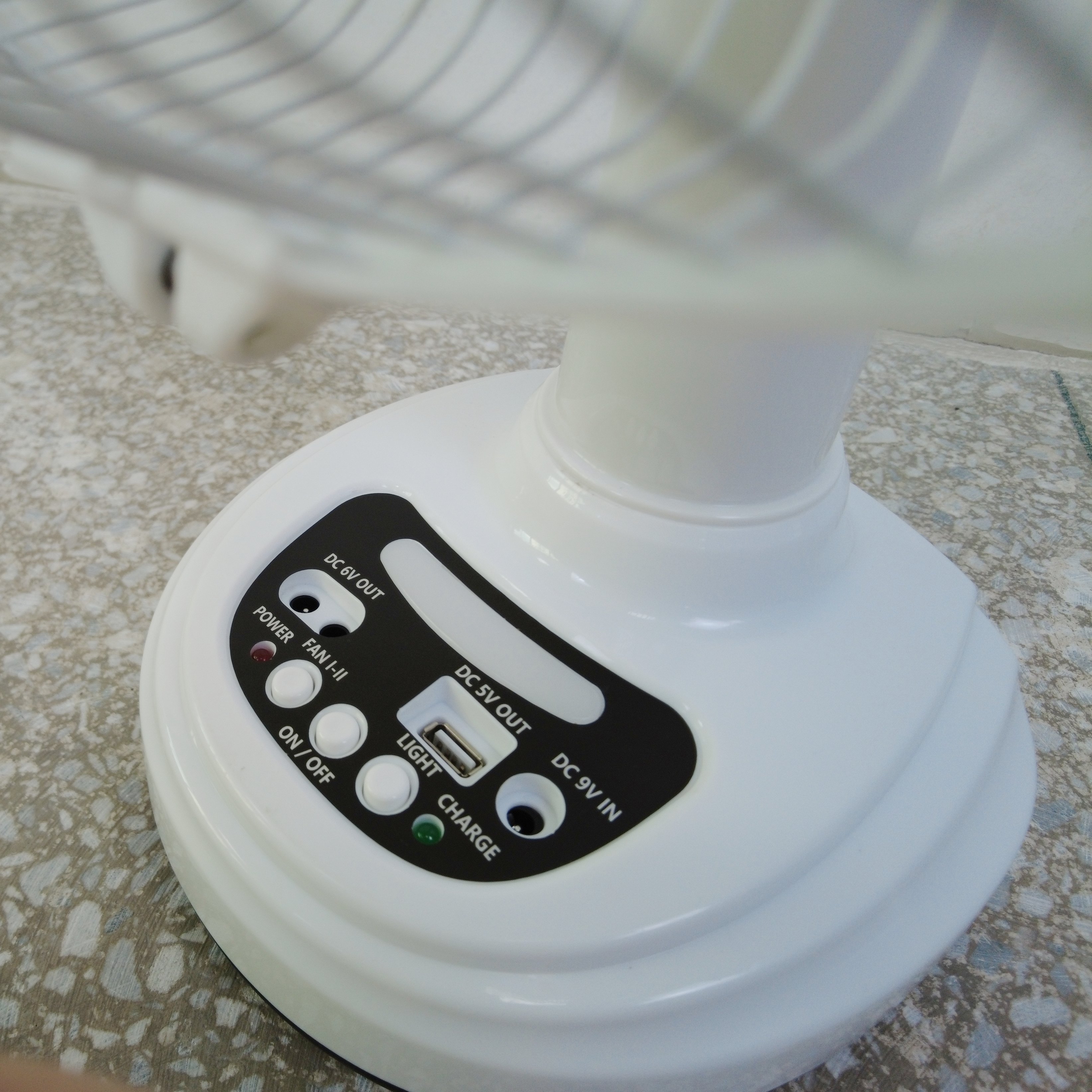 AC/DC 14 Inch Solar Table Fan Rechargeable Desk Fan With LED Light Bulbs Battery Solar Panel 3 Speeds Timer OF14 For Fishing