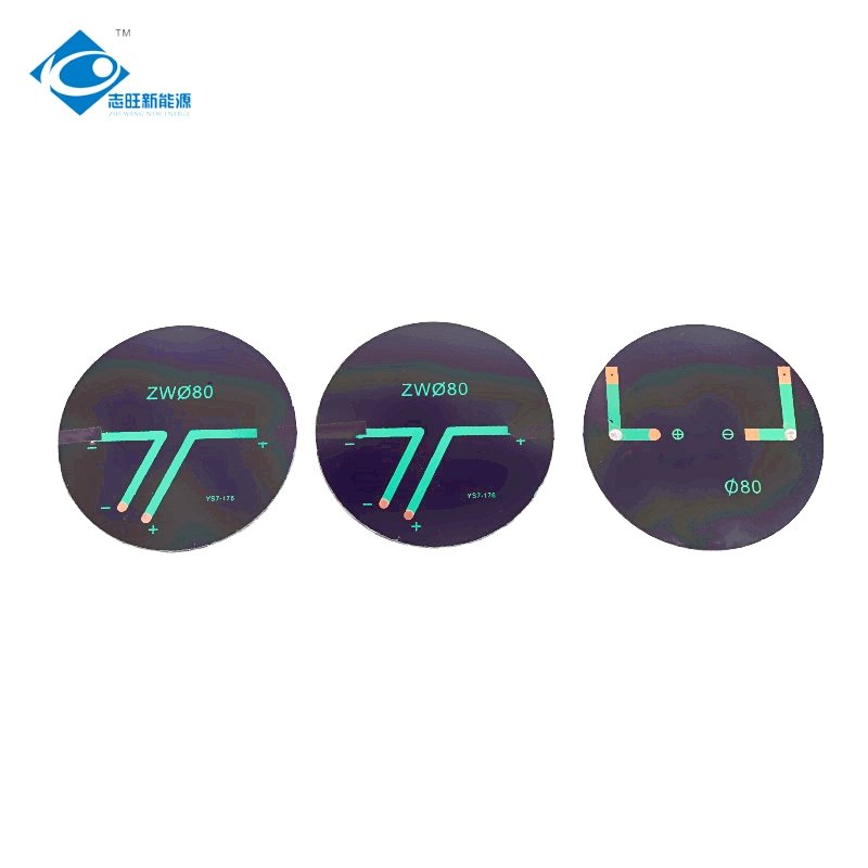 5.5V PET Solar Photovoltaic Panel ZW-Dia80-P Customized Semi-flexible Solar Panels 0.5W Lightweight Solar Panels Charger