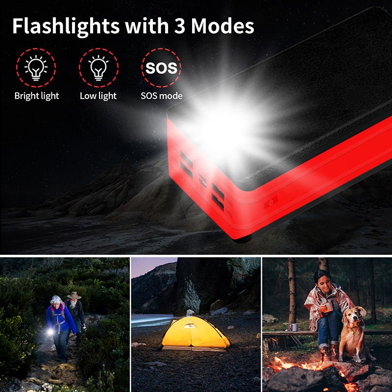 IP66 Waterproof Solar Power Bank 20000mAh 30000mAh 50000mAh Portable Solar Charger