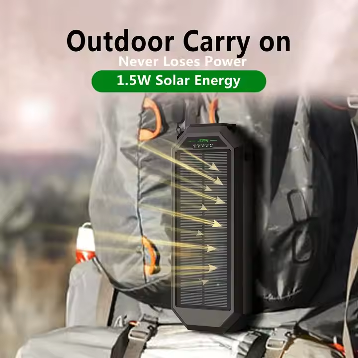 Outdoor Sport Waterproof LED Flashlight Solar Powerbank 20000mAh Powerbank Smart Power Bank 20000mAh Powerbank Solar Power