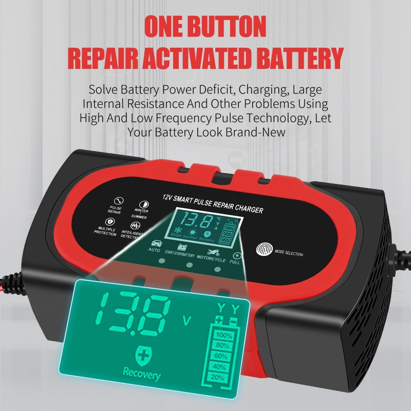 Discounted price 12V Intelligent Pulse Repair Battery Charger 12V 6A lead acid car battery charger for 4-100ah Battery Pack