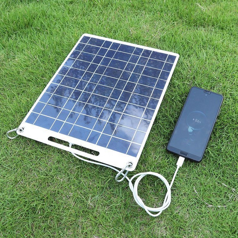 BUHESHUI 13W 5V Dual USB Solar Phone Charger Polycrystalline Solar Power Bank Charger Semi-Flexible Solar Panel Charger