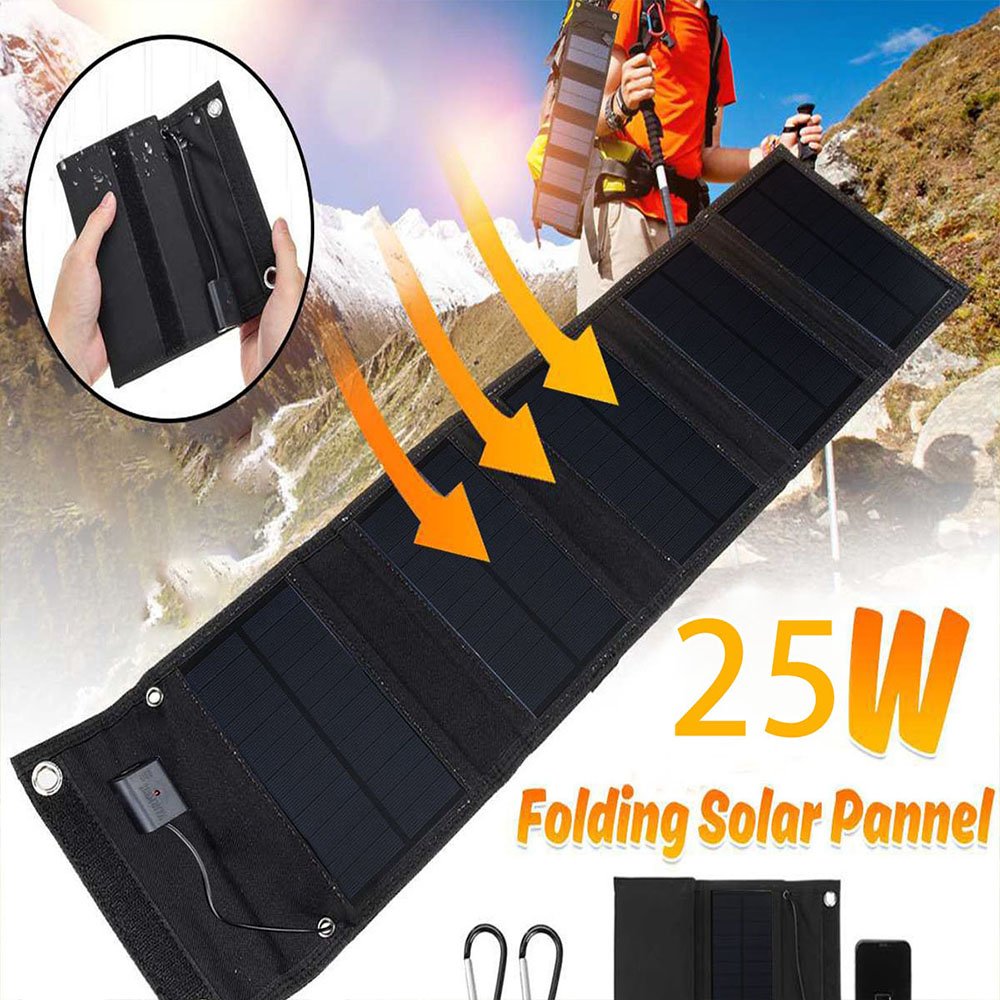 Custom Branded 25W Foldable USB Portable Solar Charging Panel Plastic Material with Wireless Input Interface