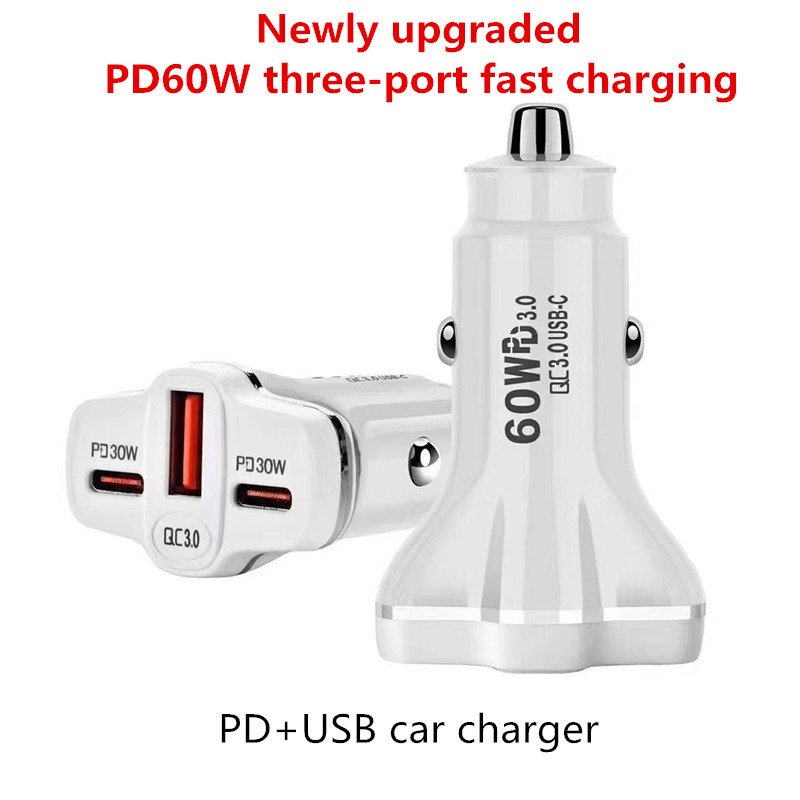 Customization Hot-selling 60w Car Charger With Multi-C Port QC Super Fast Charging PD30w Super Flash Charging Type C Car Charger
