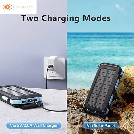 Solar Power Bank Dual Usb Power Bank 10000MAH 20000mah Waterproof Battery Charger External Portable Solar Panel With Led Light