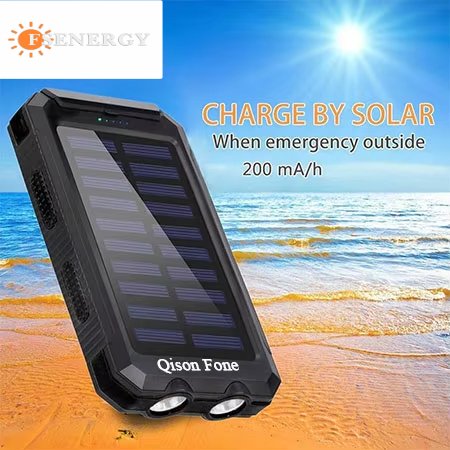 Solar Power Bank Dual Usb Power Bank 10000MAH 20000mah Waterproof Battery Charger External Portable Solar Panel With Led Light
