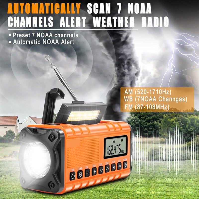 New High Capacity Multi-Function Emergency Radio Solar Hand Crank Power Bank Flashlight Reading Light