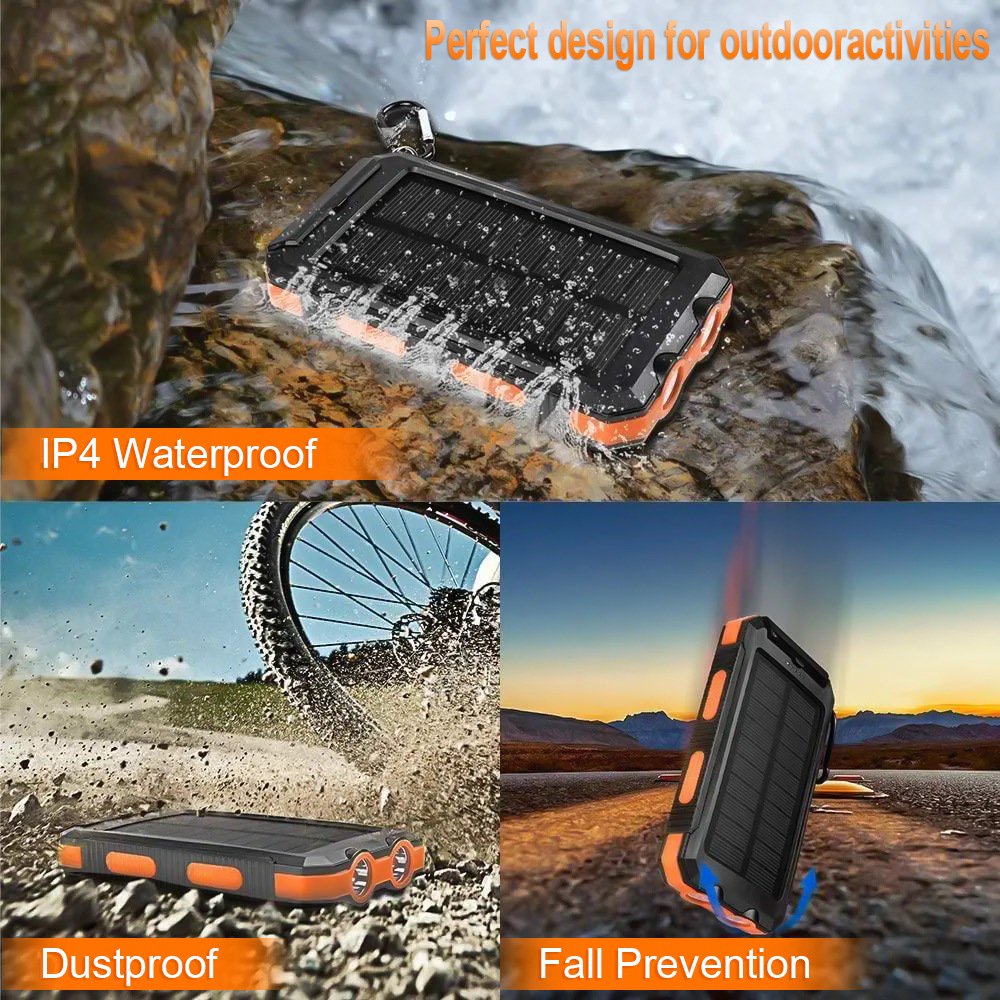 Customize Logo Mobile Fast Charger With Compass Solar Power Supply Emergency Light 20000mAh Solar Power Bank