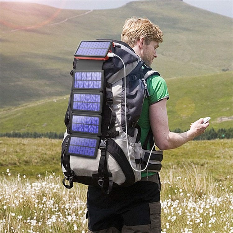 Mobile Solar Power Bank OEM logo Foldable Solar Panel Wireless Solar Power Bank Portable Charger