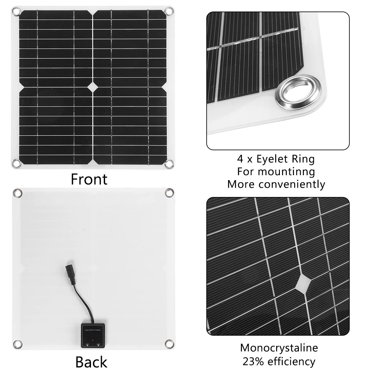 High Efficiency Flexible Solar Panel Power Bank 50w 80w 18V Solar Panel Dual USB Mini Solar Battery Cell Phone Charger Portable