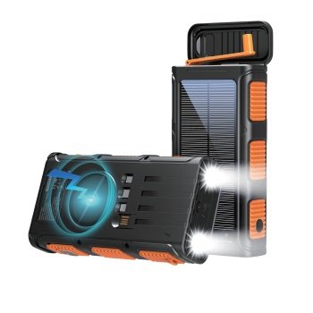 2023 New arrivals Splash proof solar charging wireless charger 20000mAh Hand Crank Generator Solar powerbank with 4 cables
