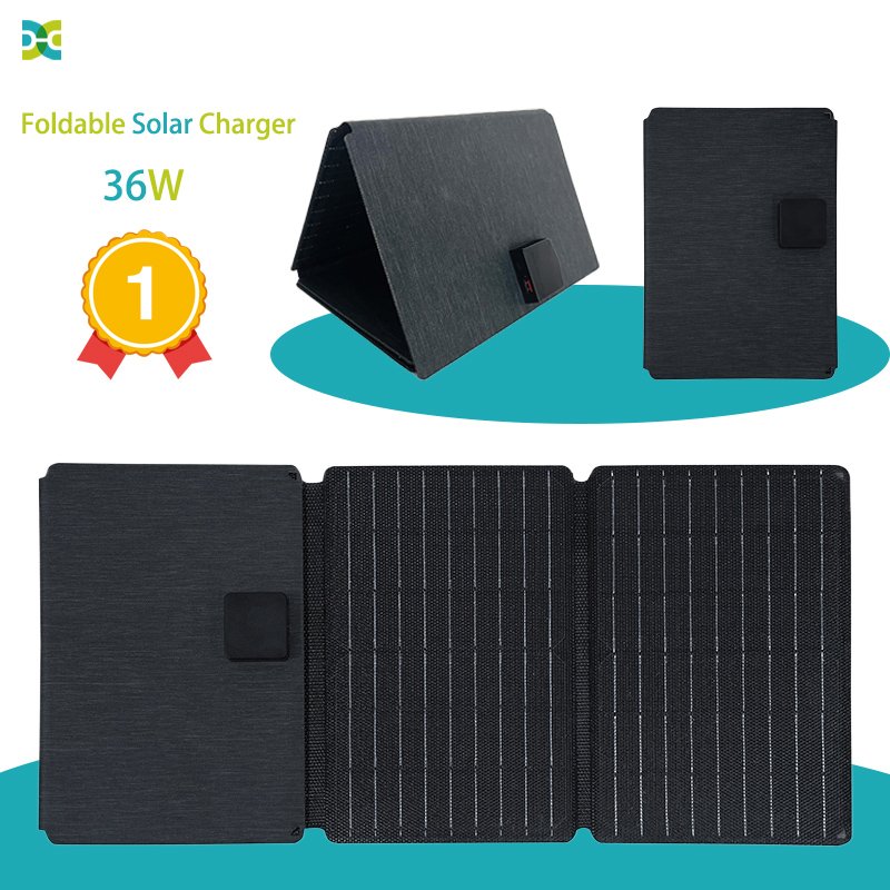 Foldable Solar Panel Charger with USB-C and USB-A Outputs for Phones Power Banks Tablets for Camping Hiking Backpacking