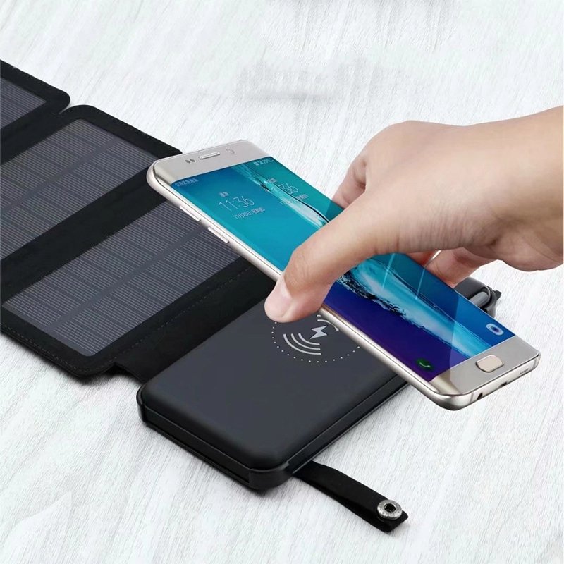 Premium Inventions Solar Wireless Charger Power Bank Portable Outdoor Dual USB Solar Wireless Charging Power Bank