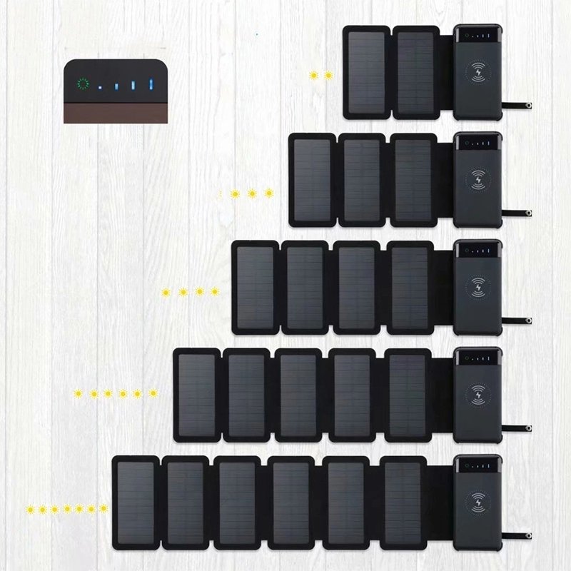 Premium Inventions Solar Wireless Charger Power Bank Portable Outdoor Dual USB Solar Wireless Charging Power Bank