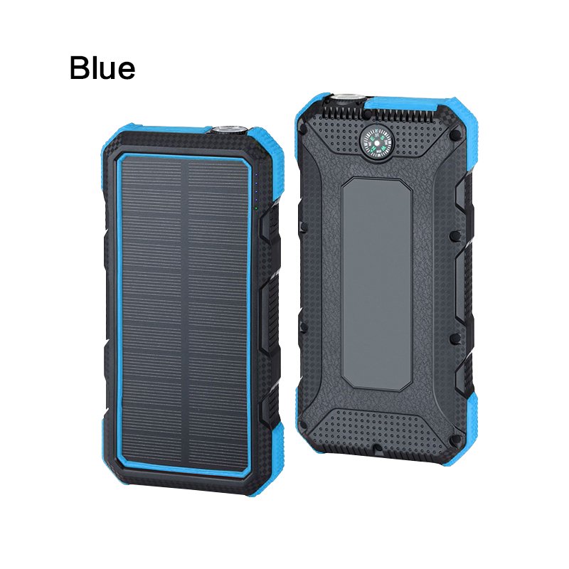 Solar Charging Powerbanks 30000mah Outdoor QC 18W Portable Waterproof Power Bank with LED Camping Light