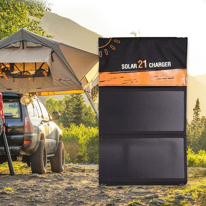 Waterproof Sunpower Portable 21W Foldable Solar Panel Charger with 2 USB Port for Hiking Camping Outdoor Kit
