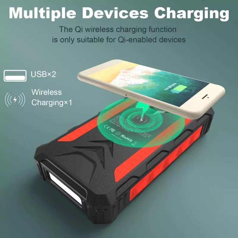 Amazon Quick Selling High Capacity 36000mAh Battery QI Solar Power Bank Fast Charger For Mobile Phone Wireless