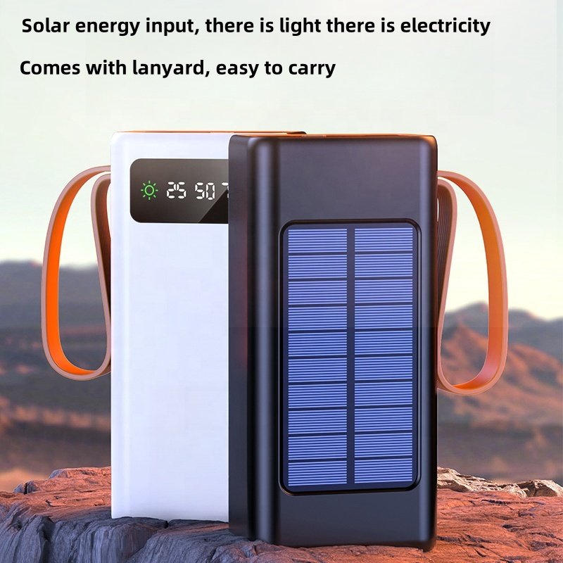 Large Capacity 40000mAh Solar Power Bank Portable 4 USB Charging Ports Charge Mobile Devices with Solar Panel