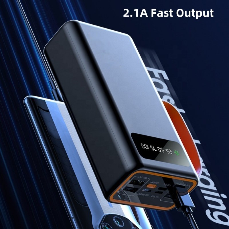 Large Capacity 40000mAh Solar Power Bank Portable 4 USB Charging Ports Charge Mobile Devices with Solar Panel