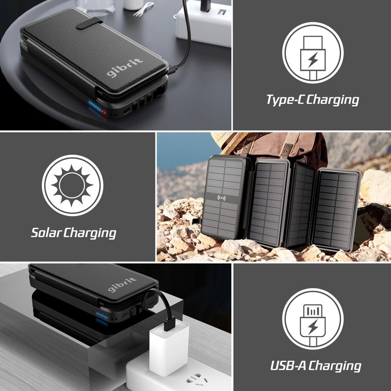 Bestselling 3 Cable 3 Lamp Power Bank ABS Li-polymer Battery Waterproof PD20W Wireless Charging 20000mah Universal 10W 8W CN;GUA