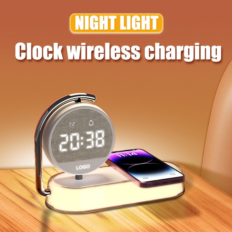 Alarm Clock Portable Charger Wireless Charger Hot Product CE FCC LED Desktop 15W 3 in 1 for Iphone White Qi Car Charger ABS K01T