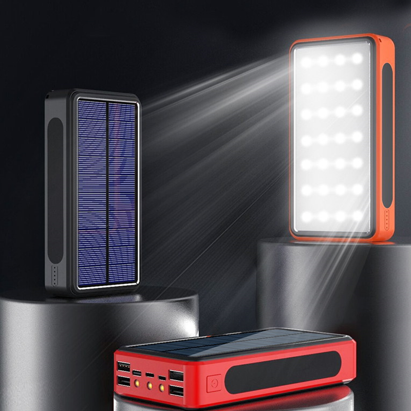 Wholesale Solar Power Bank Fast Charging External Charger 4 USB Wireless charger Power Bank LED Light For All Cell Phones