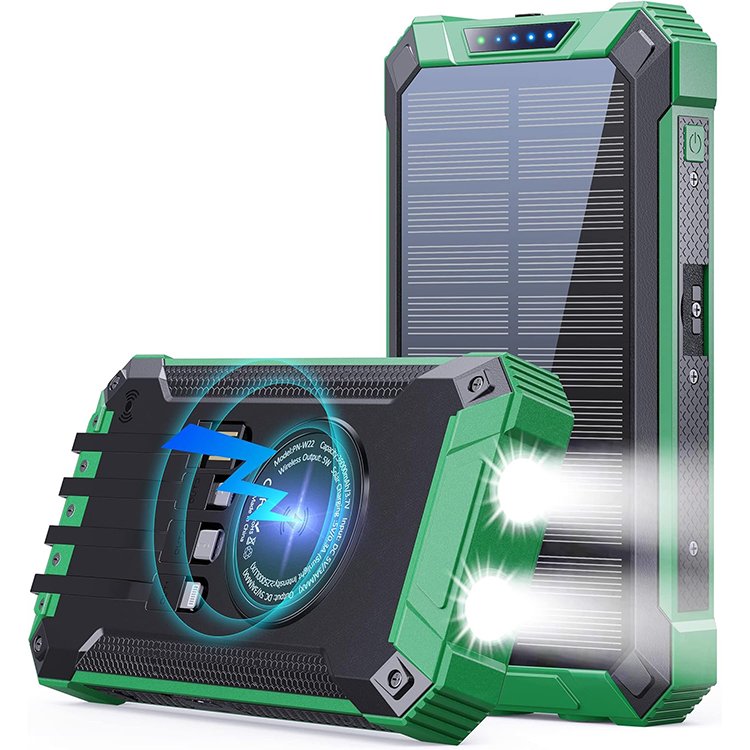 Wireless Charger 36000mAh Built in 4 Cables 15W Fast Charging Power Bank for All Mobile Devices Solar Portable Charger