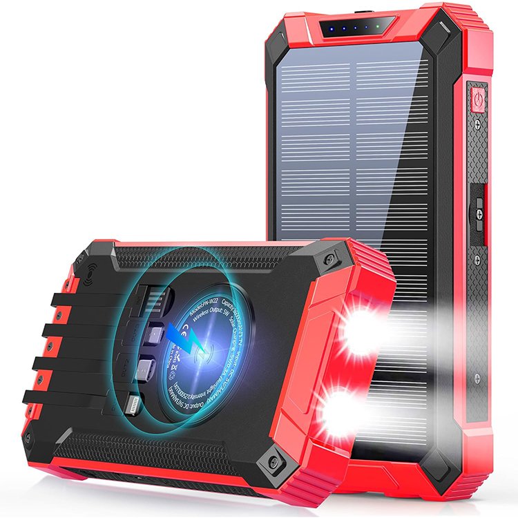 Wireless Charger 36000mAh Built in 4 Cables 15W Fast Charging Power Bank for All Mobile Devices Solar Portable Charger