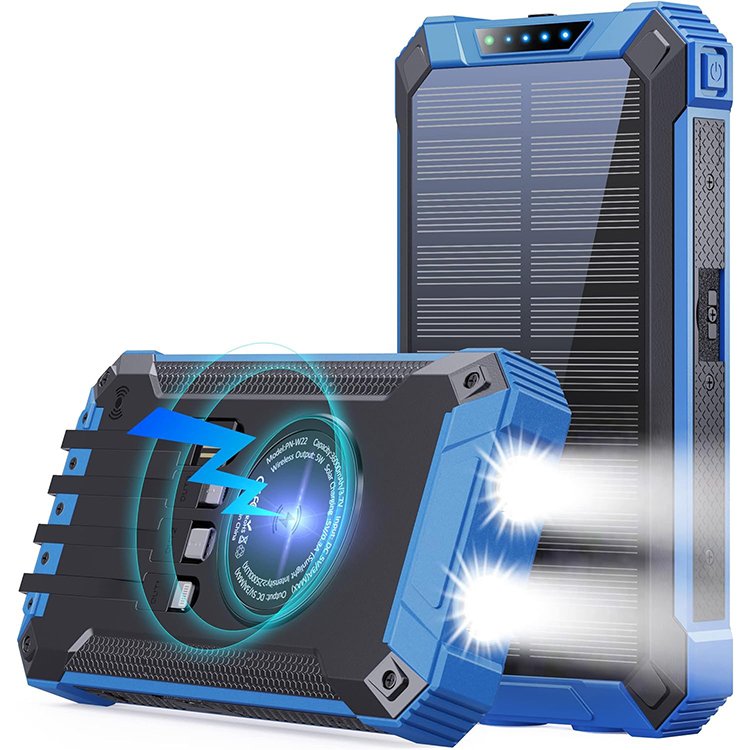 Wireless Charger 36000mAh Built in 4 Cables 15W Fast Charging Power Bank for All Mobile Devices Solar Portable Charger