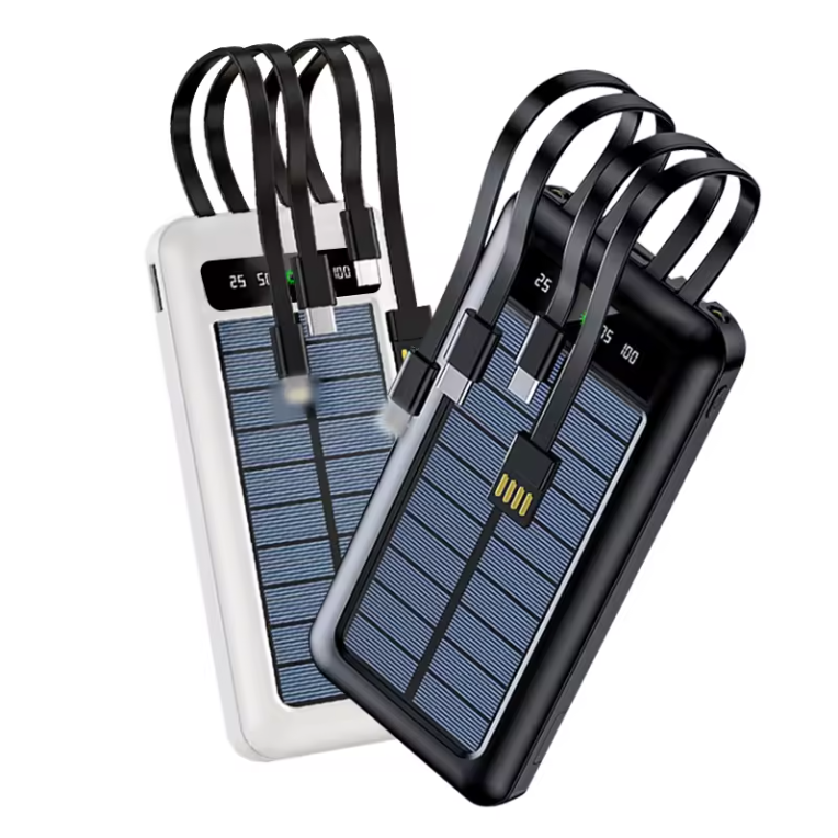 Solar Wireless Fast Charging Power Bank 4 Charging Ports Usb Type C Multifunction 20000mah