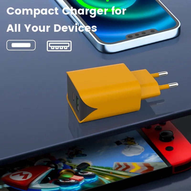 TKT Hot Sale 20W Dual Port PD 20W QC3.0 USB Fast Charging Phone Charger EU US Plug Compatible with iPhone Android Device Laptop