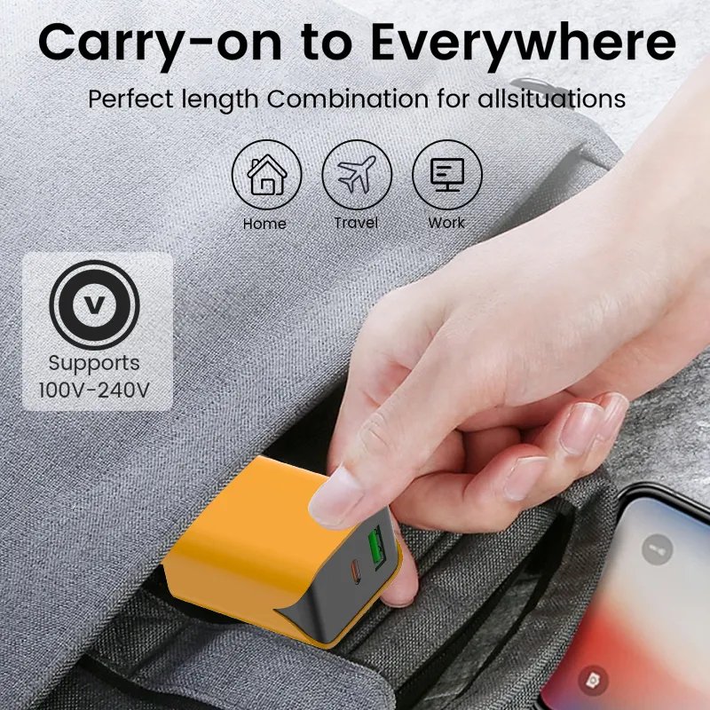 TKT Hot Sale 20W Dual Port PD 20W QC3.0 USB Fast Charging Phone Charger EU US Plug Compatible with iPhone Android Device Laptop