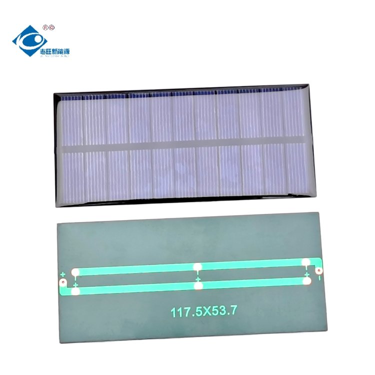 Epoxy Sealed Solar Panel ZW-117.5x53.7 Lightweight Silicon Solar Panel Charger 5.5V Customized Waterproof Solar Energy Panel 1W