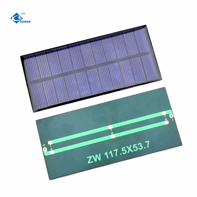 Epoxy Sealed Solar Panel ZW-117.5x53.7 Lightweight Silicon Solar Panel Charger 5.5V Customized Waterproof Solar Energy Panel 1W