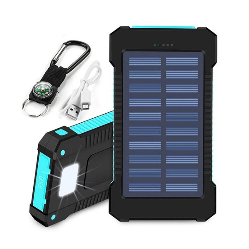 Wholesale Outdoor Portable Waterproof Powerbank Solar USB Charger Powered Mobile Phone Power Bank 20000mah for Mobile Phone