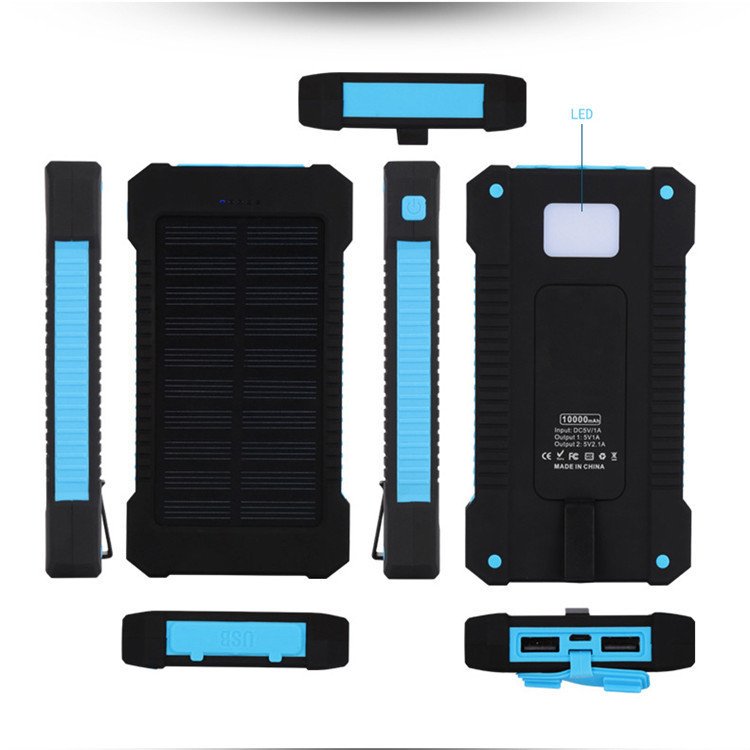 Wholesale Outdoor Portable Waterproof Powerbank Solar USB Charger Powered Mobile Phone Power Bank 20000mah for Mobile Phone