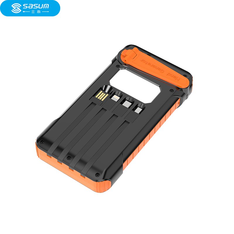 Sasum SS008 Solar Power Bank 10000mAh Capacity Waterproof with LED Flashlight Built-in Cable and Hand Crank Power Generation