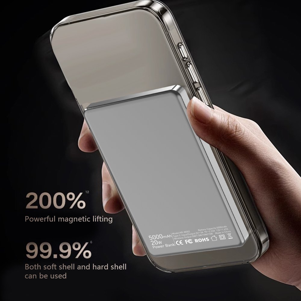2024 High Quality Promotion Gifts Wireless Power bank Magnetic Ultra Slim Power Bank 5000mAh 20W Fast Charging Aluminium alloy
