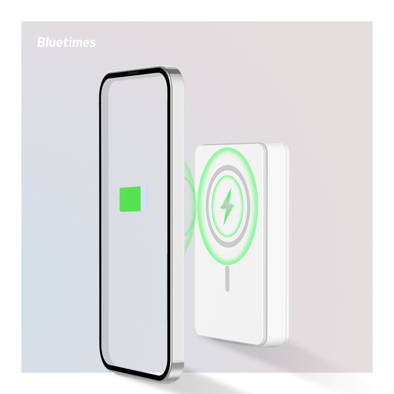 Bluetimes wireless power bank 5000mah Silmmer Type-C handheld travel power bank with bracket