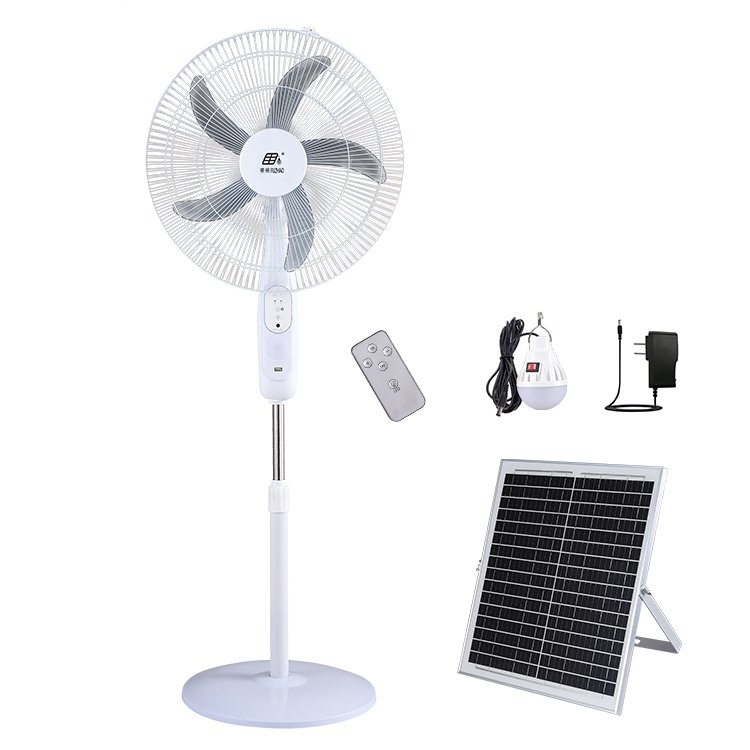 Rechargeable Solar Big Electric Standing metal Fan DC 18Inch Solar Fan And Phone Charger For Outdoor with remote LED