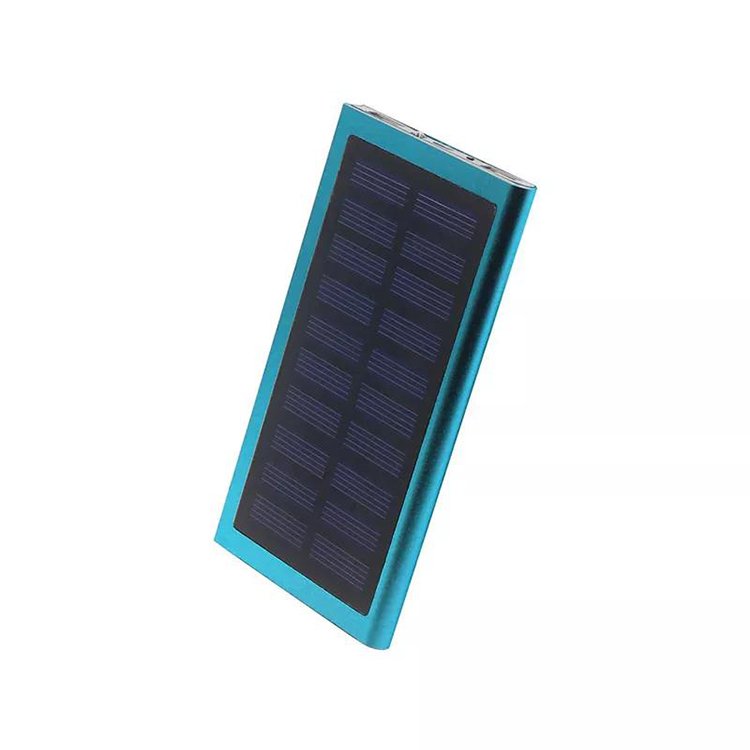 Solaire Metal Powerbank 10000mah Phone Charger Solar Power Bank 2a Portable Mobile Slim OEM Li-polymer Battery 2024