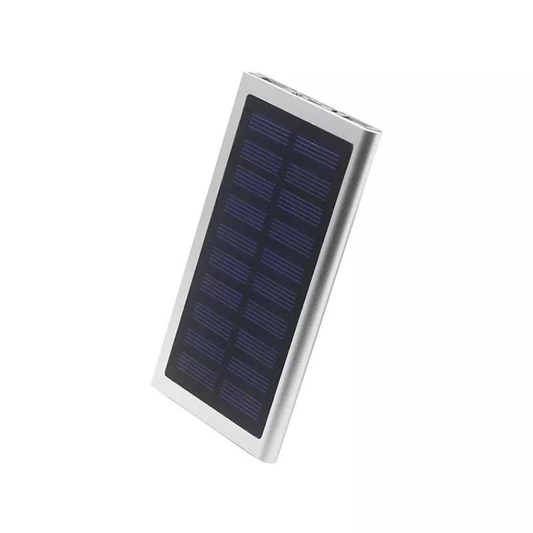 Solaire Metal Powerbank 10000mah Phone Charger Solar Power Bank 2a Portable Mobile Slim OEM Li-polymer Battery 2024