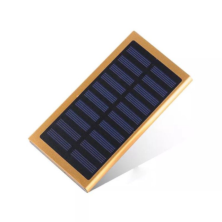 Solaire Metal Powerbank 10000mah Phone Charger Solar Power Bank 2a Portable Mobile Slim OEM Li-polymer Battery 2024