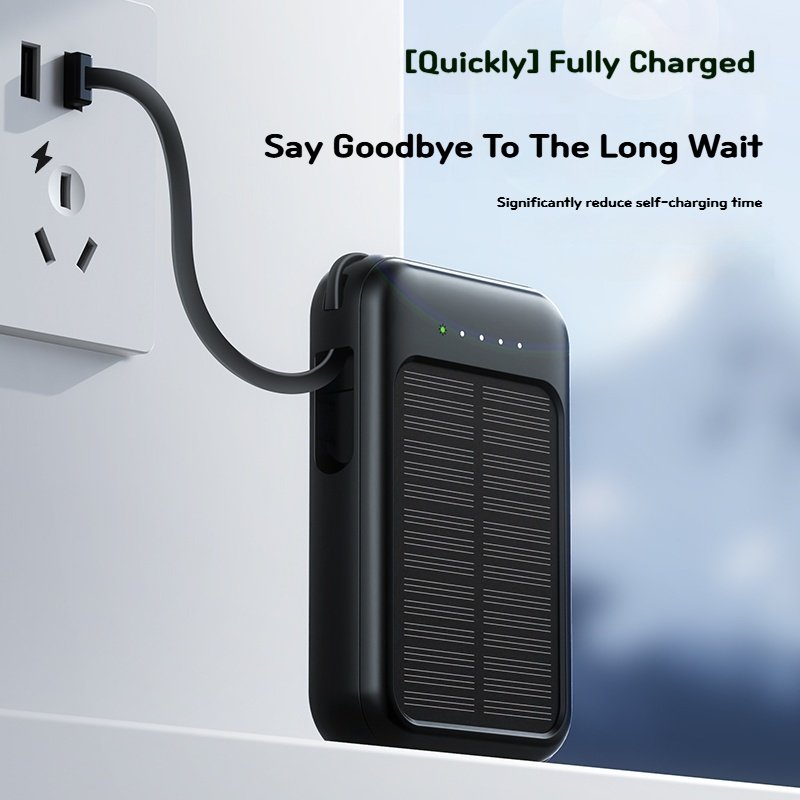 Multifunctional Station With Cable Solar Charger Telephone Battery Small Power Banks 10000 Mah Solaire Power Bank