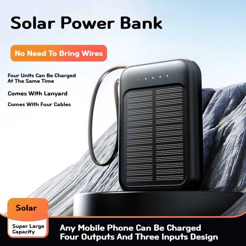 Multifunctional Station With Cable Solar Charger Telephone Battery Small Power Banks 10000 Mah Solaire Power Bank